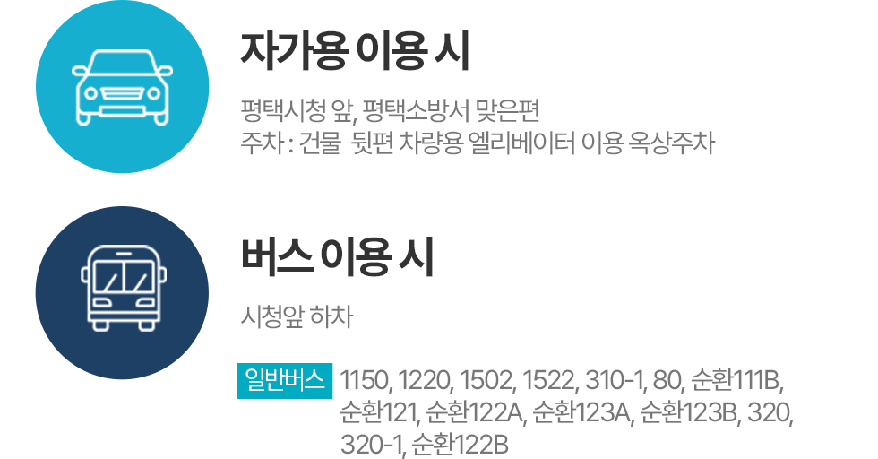 버스,자가용 이용시
